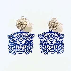 Kentucky Wildcat Filigree Crystal Drop Earrings